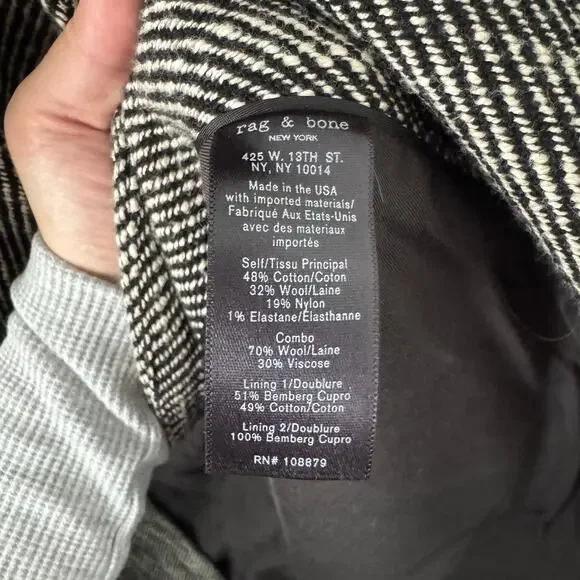 Rag and Bone Herringbone Tweed Wool Blend Coat